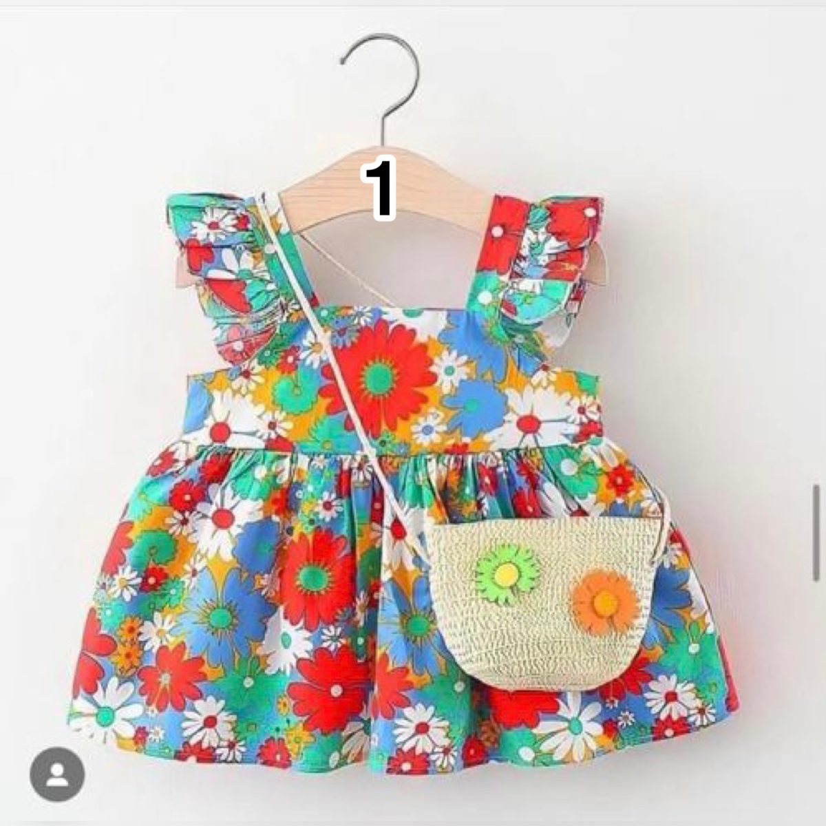 ست پیراهن دخترانه فانتزی و کیف حصیری - Image 4